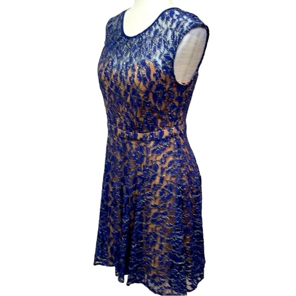 MM Couture Lace Navy Dress - Picture 3 of 5